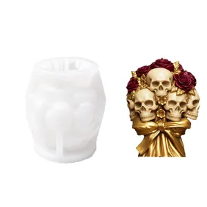 3D Halloween rose skull silicone mold for DIY aromatherapy candle and plaster crafts