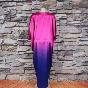 Back view of magenta and purple gradient African BUBU maxi dress with batwing sleeves
