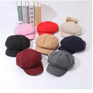 Collection of wool blend newsboy caps in multiple colors for autumn and winter outdoor wear