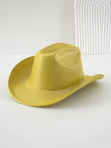 Cappello da cowboy giallo scintillante con finitura in paillettes per feste e spettacoli
