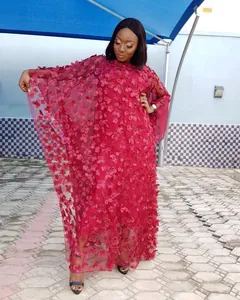 Robe longue africaine grande taille avec broderie florale 3D et robe intérieure