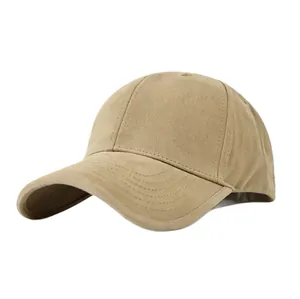 Professional khaki structured baseball cap designed for large heads with an extended curved brim