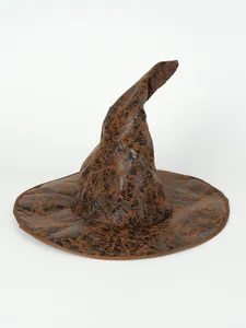 Vintage brown crackle-texture witch hat for Halloween cosplay party roleplay costume