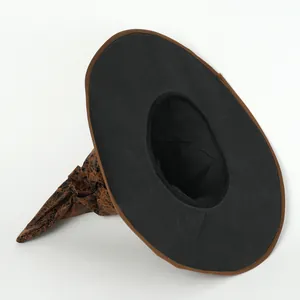 Vintage brown cracked-leather style witch hat for Halloween cosplay party costumes