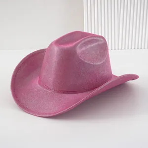 Cappello da cowboy rosa glitterato alla moda per spettacoli ed eventi festivi