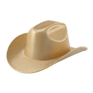 Elegante cappello da cowboy western dorato lucido per festival e spettacoli dal vivo