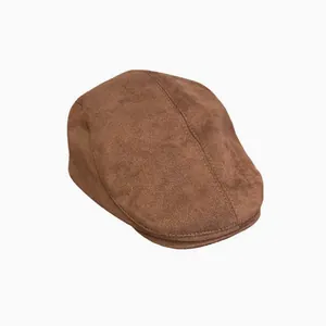 Japanese retro coffee-colored suede ivy cap for women, elegant literary flat cap