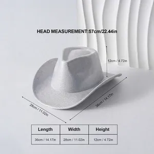 Silver sun protection cowboy hat for women featuring detailed size measurement guide