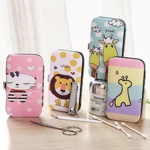 Professional cartoon stainless steel nail clipper set featuring cute animal design cases