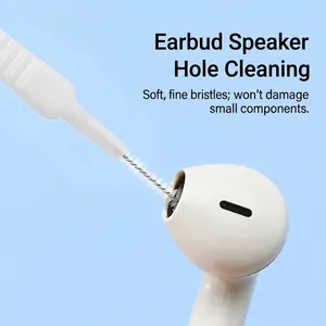 Multi-functional cleaning brush for earphone speaker holes and phone charging ports