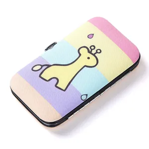 Professional stainless steel manicure kit in a cute giraffe print storage case