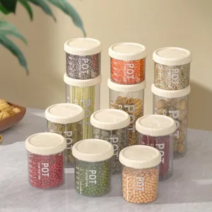 Barattoli sigillati in plastica alimentare trasparente per cereali e snack