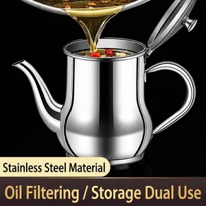 Premium 304 stainless steel oil filter pot for kitchen storage and grease filtering
