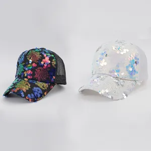 Y2K vintage sequin baseball cap with mesh back for parties and performances