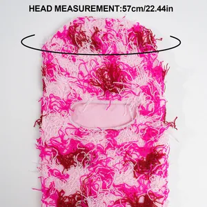 Distressed pink camouflage knitted ski mask balaclava with 57cm head measurement