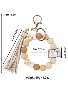 Detaillierte Größen- und Gewichtstabelle für Silikonperlen-Armband mit PU-Quaste.