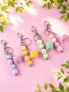 Kreative Schlüsselanhänger aus Silikonperlen mit Katzenpfoten-Fidget-Spielzeug für Taschen