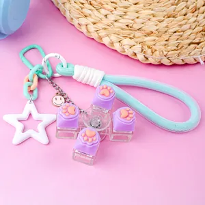 Macaron siliconen kattenpoot fidget toetsenbord schakelaar sleutelhanger met touw
