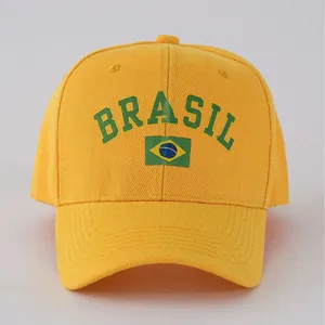 World Cup Brazil Flag Printed Baseball Cap Polyester Sun Protection Outdoor Sport Hat For Men Women Unisex Brasil Fan Hat