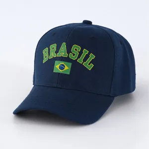 Navy blue baseball cap featuring Brasil text and flag for summer sun protection