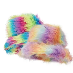 Women's Colorful Wool Faux Fur Plush Bucket Hat Winter Warm Rainbow Fisherman Hat Sweet Style Outdoor Bucket Hat