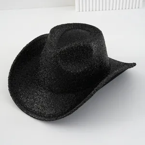 Stylish sparkling black glitter Western cowboy hat for party and festive stage events