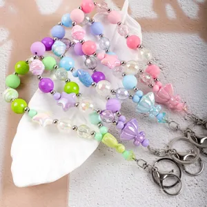 Acryl Iriseerend Kralen Telefoon Polsband Ster Strik Legering Hanger Telefoon Lanyard Anti-Verlies Tas Hanger Voor Vrouwen