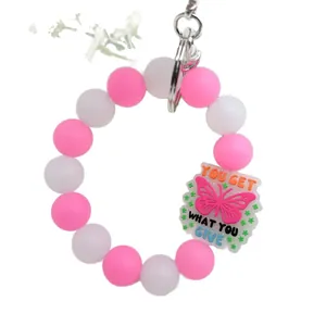 Pulsera llavero de cuentas de silicona luminosas con bonito dije de mariposa