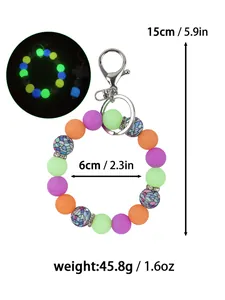 Leuchtendes Silikon-Perlen-Schlüsselanhänger-Armband mit 15 cm Länge und Nachtleuchtfunktion