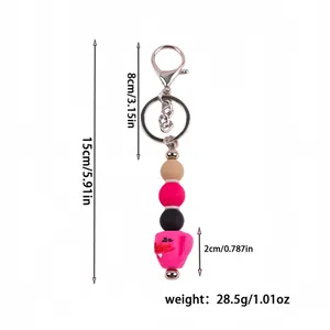 Porte-clés en perles de silicone avec breloque tasse Be Mine et fermoir mousqueton