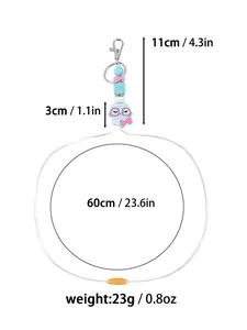 Detailed size and weight specs for cute silicone beaded keychain with character pendant