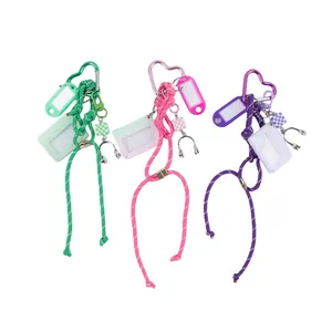 Handmade DIY heart clasp keychains featuring cassette frames and mini headset charms