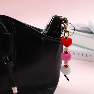 Porte-clés cœur en silicone fait main pour décoration de cadeau de Saint-Valentin