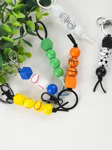 Llaveros de cuentas de silicona con temática deportiva y mini balones de baloncesto