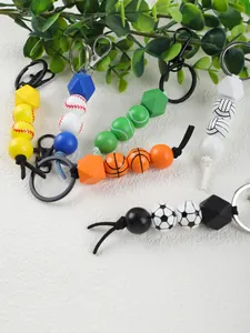 Colección de llaveros de cuentas de silicona con motivos de fútbol y baloncesto sport