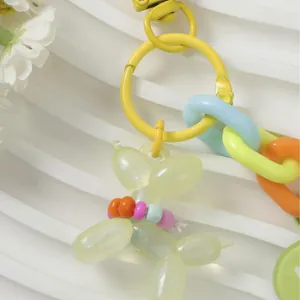 Colorful balloon dog keychain with rainbow links for bags and car keys
