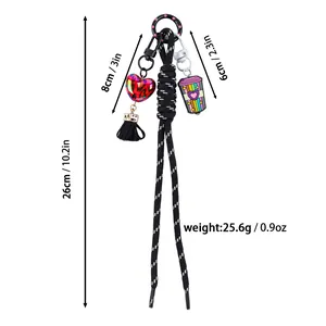 American style silicone keychain bag charm with heart and coffee cup pendants