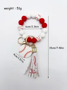 Pulsera llavero de béisbol con cuentas de silicona borla y dimensiones
