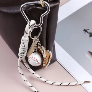 Ciondolo da borsa baseball stile vintage con corda intrecciata e mini modelli