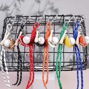 Ciondolo borsa sportiva baseball vintage con cordino in paracord intrecciato
