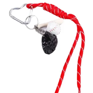 Portachiavi da baseball stile retrò con corda intrecciata rossa fatta a mano e moschettone a cuore