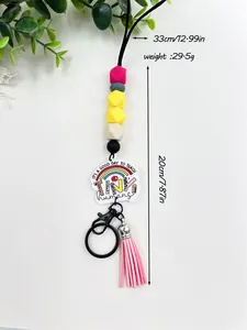 Detailansicht der Größe und des Gewichts des Lehrer-Silikon-Lanyard mit Tiny Humans Anhänger