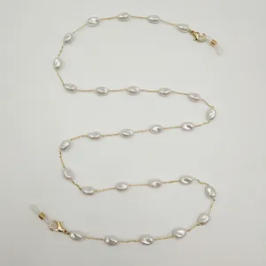 Chaîne de masque en perles faite main et cordon de lunettes avec fermoirs mousquetons dorés