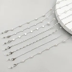Chaînes de lunettes et masques en perles élégantes avec fermoirs mousquetons argent