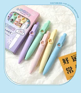 Close-up view of colorful retractable mini pocket gel pens in assorted pastel shades