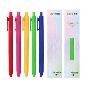 Set di 5 penne gel a scatto colorate per una scrittura fluida, inchiostro nero da 0,5 mm