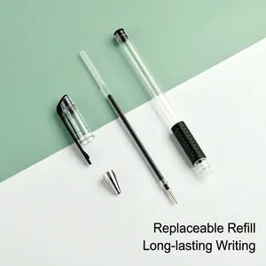 Professional office gel pen with transparent barrel, bullet tip and replaceable ink refill