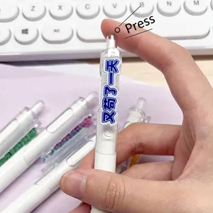 Minimalistischer Weißer Einziehbarer Gelschreiber Mit Lustigem Slogan Acrylclip Schwarze Schnelltrocknende Tinte Schreibwaren Für Studenten Büro