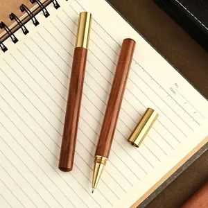 Luxury Solid Wood Brass Gel Pen Vintage Business Signature Pen For Office Writing Professional Executive Gift Stationery Smooth Ink Rollerball Pen