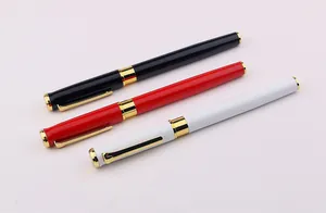 Premium metal business gel pens in black red and white with elegant gold accents